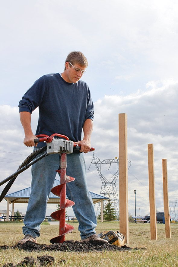 Mechanical earth auger for fencepost installation