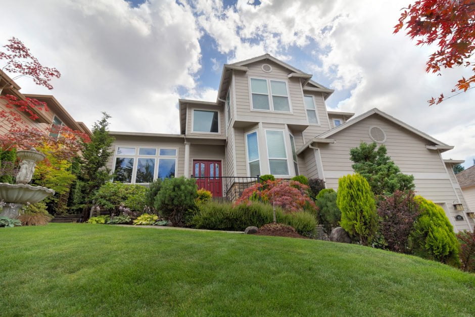 Home with beautiful front yard